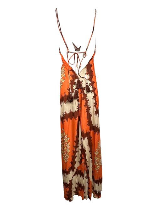 abito donna fantasia atzeca arancio Pahiesa Formentera | VLG2433ARANCIONE MARRONE